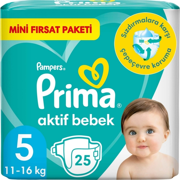 Prima Aktif Bebek 5 Beden 25 Adet Bebek Bezi