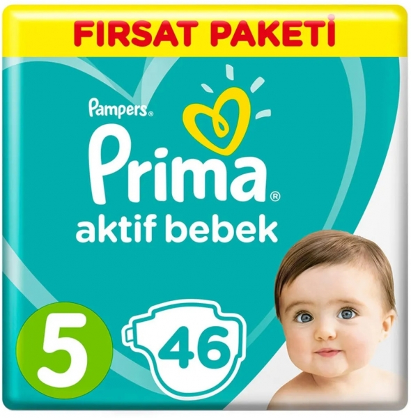 Prima Aktif Bebek 5 Beden 46 Adet Bebek Bezi