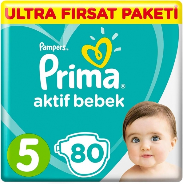 Prima Aktif Bebek 5 Beden 80 Adet Bebek Bezi