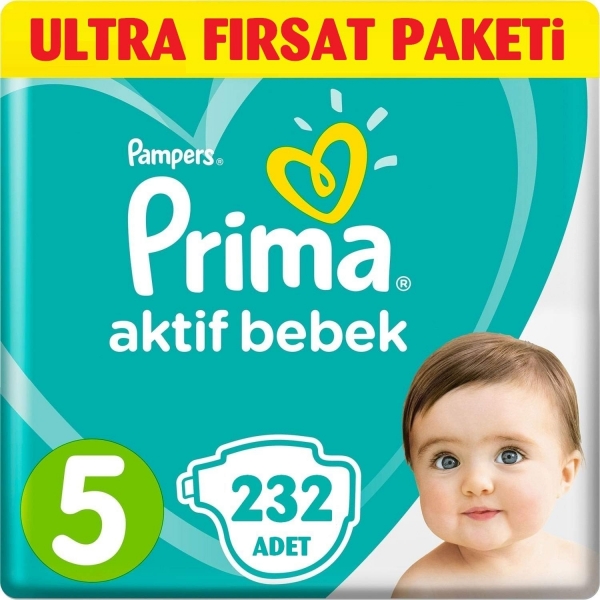 Prima Aktif Bebek 5 Beden 232 Adet Bebek Bezi