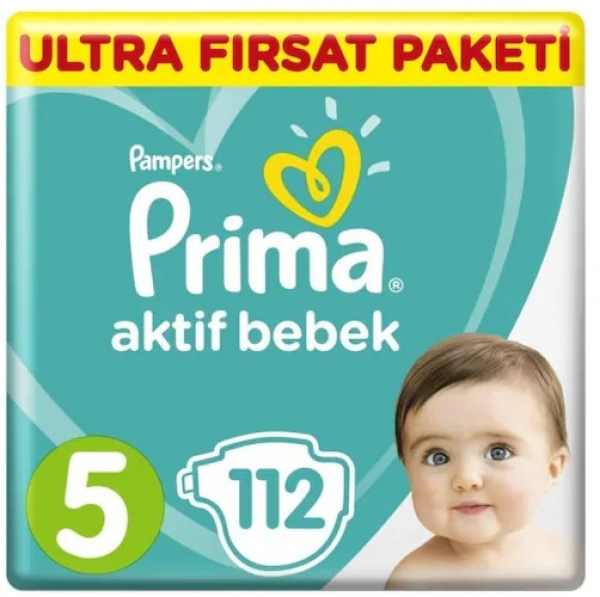 Prima Aktif Bebek 5 Beden 112 Adet Bebek Bezi