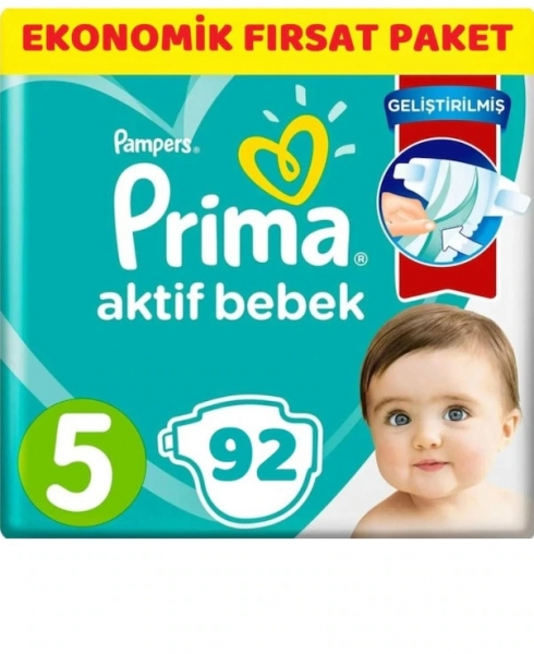 Prima Aktif Bebek 5 Beden 92 Adet Bebek Bezi