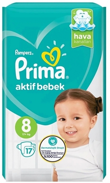 Prima Aktif Bebek 8 Beden 17 Adet Bebek Bezi