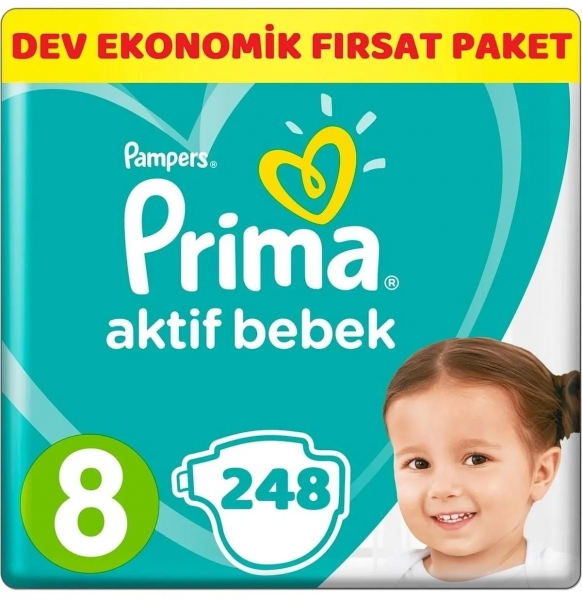 Prima Aktif Bebek 8 Beden 248 Adet Bebek Bezi