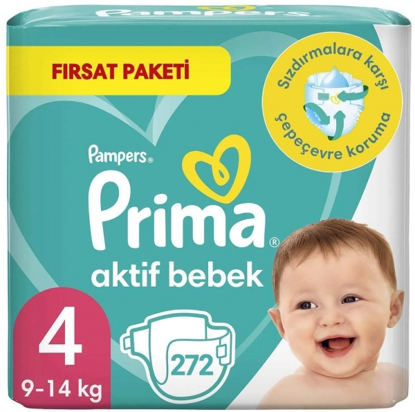 Prima Aktif Bebek 4 Beden 272 Adet Bebek Bezi