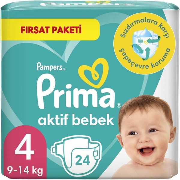 Prima Aktif Bebek 4 Beden 24 Adet Bebek Bezi