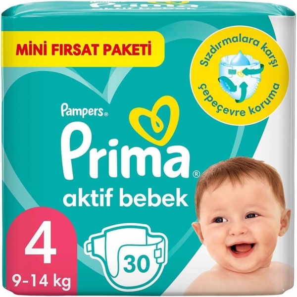 Prima Aktif Bebek 4 Beden 30 Adet Bebek Bezi