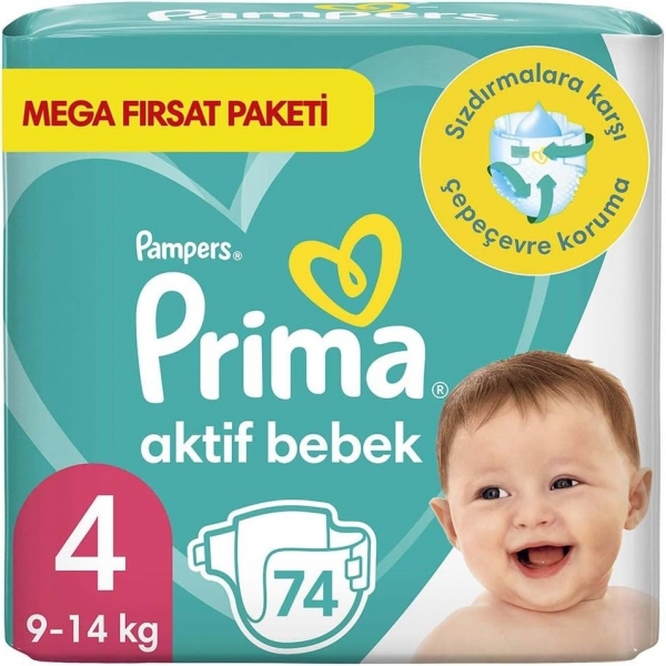 Prima Aktif Bebek 4 Beden 74 Adet Bebek Bezi
