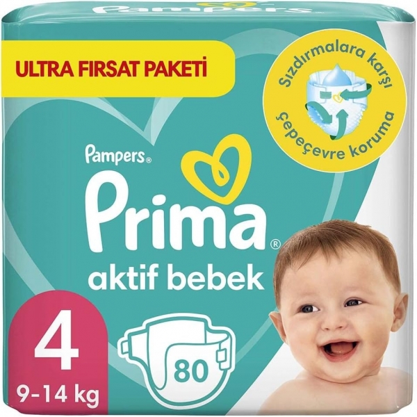 Prima Aktif Bebek 4 Beden 80 Adet Bebek Bezi