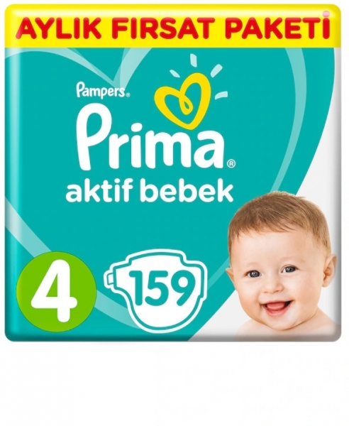 Prima Aktif Bebek 4 Beden 159 Adet Bebek Bezi