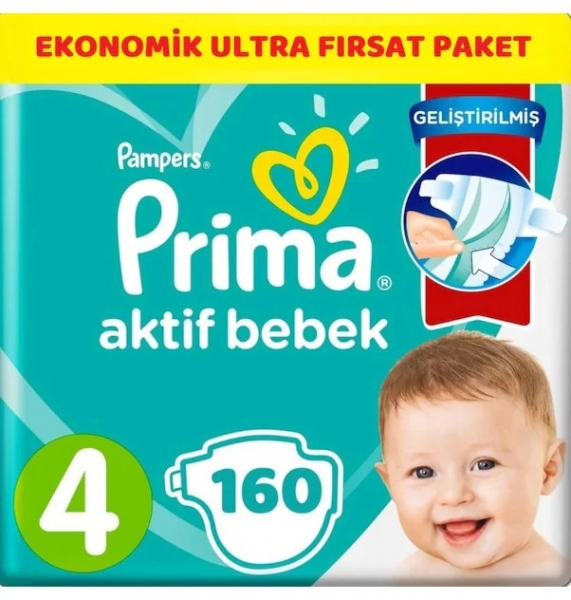 Prima Aktif Bebek 4 Beden 160 Adet Bebek Bezi