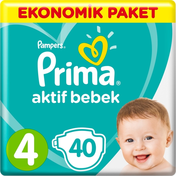 Prima Aktif Bebek 4 Beden 40 Adet Bebek Bezi