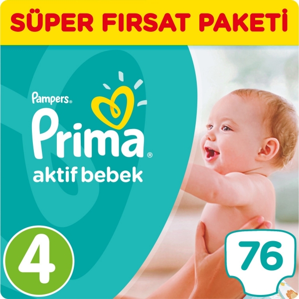 Prima Aktif Bebek 4 Beden 76 Adet Bebek Bezi