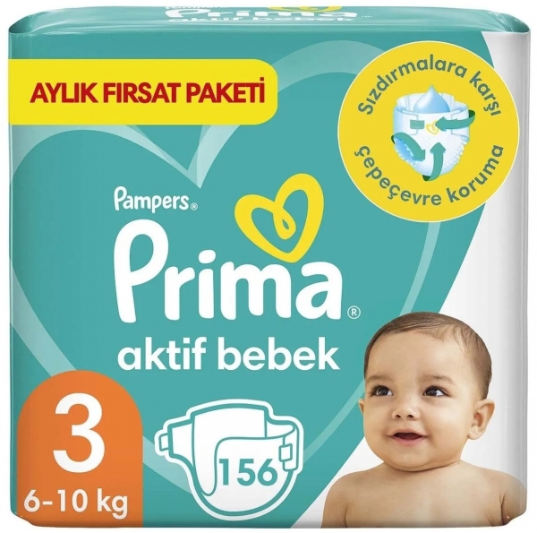 Prima Aktif Bebek 3 Beden 156 Adet Bebek Bezi