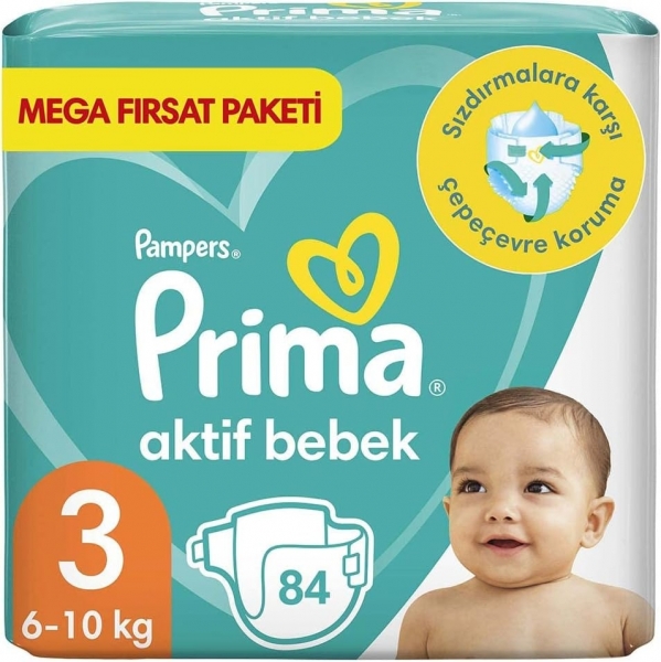 Prima Aktif Bebek 3 Beden 84 Adet Bebek Bezi