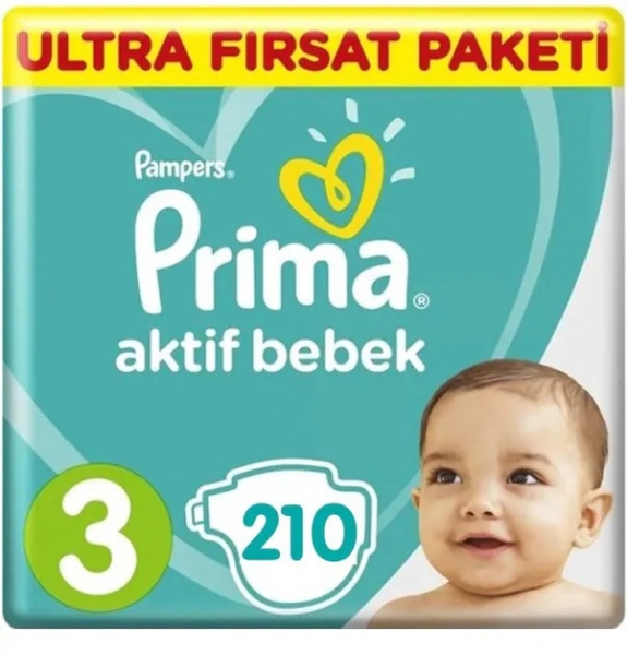 Prima Aktif Bebek 3 Beden 210 Adet Bebek Bezi