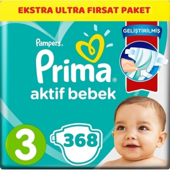 Prima Aktif Bebek 3 Beden 368 Adet Bebek Bezi