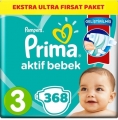 Prima Aktif Bebek 3 Beden 368 Adet Bebek Bezi