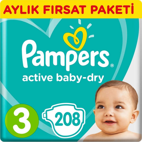 Prima Aktif Bebek 3 Beden 208 Adet Bebek Bezi