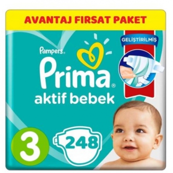 Prima Aktif Bebek 3 Beden 248 Adet Bebek Bezi