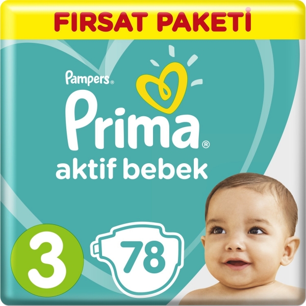Prima Aktif Bebek 3 Beden 78 Adet Bebek Bezi