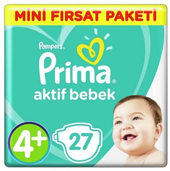 Prima Aktif Bebek 4+ Beden 27 Adet Bebek Bezi