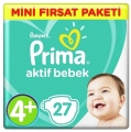 Prima Aktif Bebek 4+ Beden 27 Adet Bebek Bezi