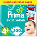 Prima Aktif Bebek 4+ Beden 100 Adet Bebek Bezi