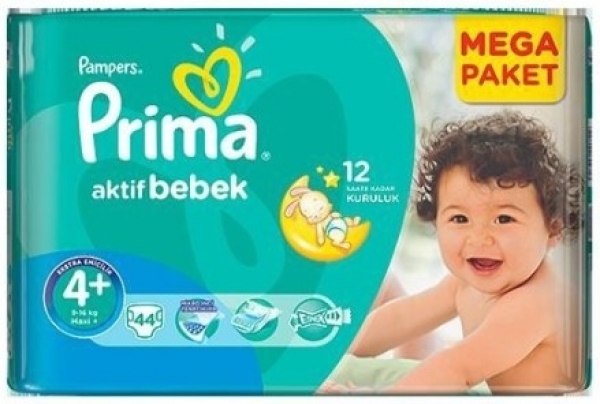 Prima Aktif Bebek 4+ Beden 44 Adet Bebek Bezi