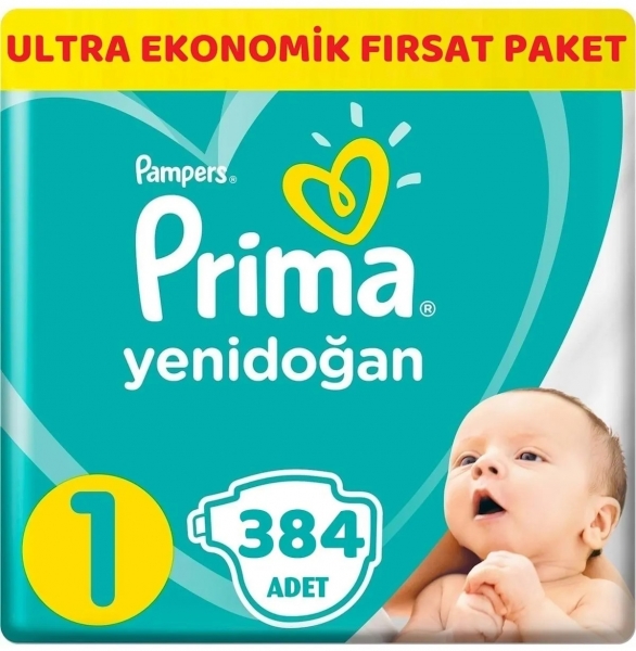 Prima Aktif Bebek Yenidoğan 1 Beden 384 Adet Bebek Bezi