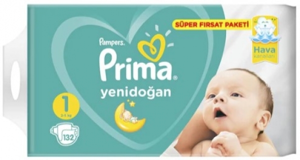 Prima Aktif Bebek Yenidoğan 1 Beden 132 Adet Bebek Bezi