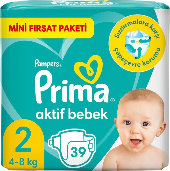 Prima Aktif Bebek Yenidoğan 2 Beden 39 Adet Bebek Bezi