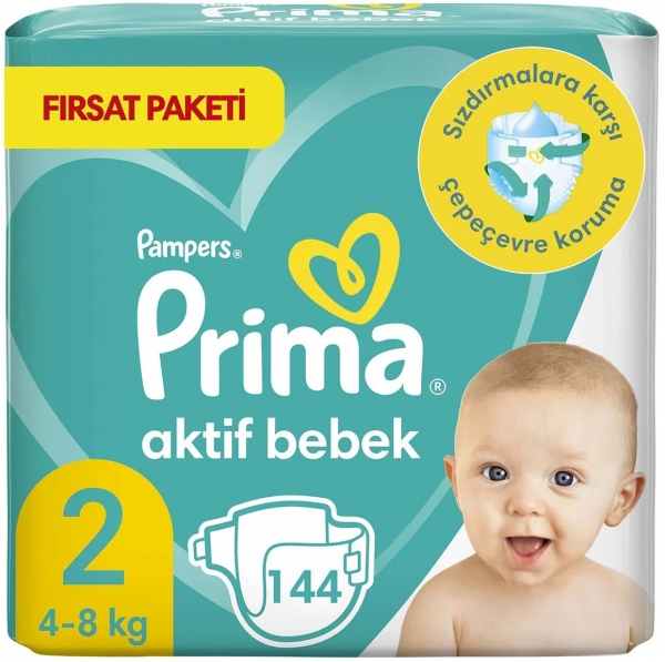 Prima Aktif Bebek Yenidoğan 2 Beden 144 Adet Bebek Bezi
