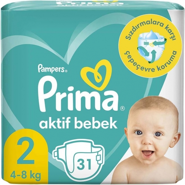 Prima Aktif Bebek Yenidoğan 2 Beden 31 Adet Bebek Bezi