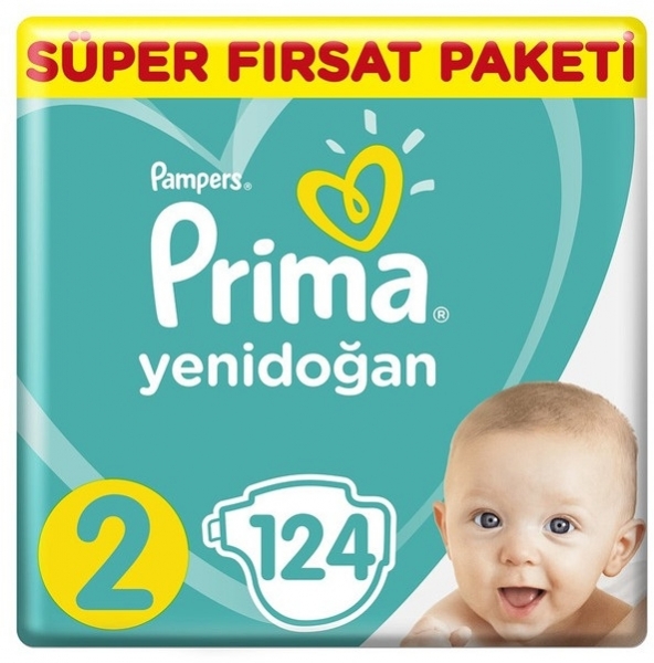 Prima Aktif Bebek Yenidoğan 2 Beden 124 Adet Bebek Bezi