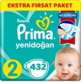 Prima Aktif Bebek Yenidoğan 2 Beden 432 Adet Bebek Bezi