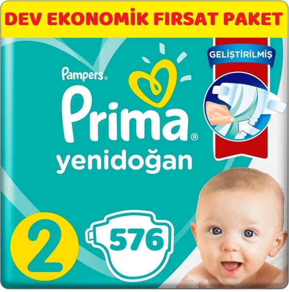 Prima Aktif Bebek Yenidoğan 2 Beden 576 Adet Bebek Bezi