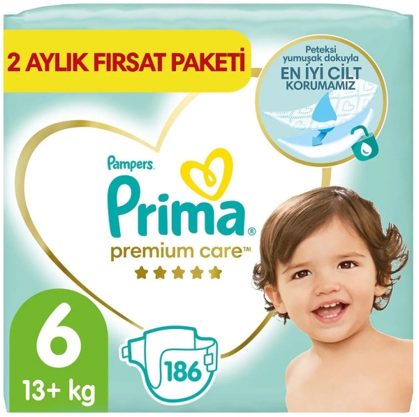 Prima Premium Care 6 Beden 186 Adet Bebek Bezi