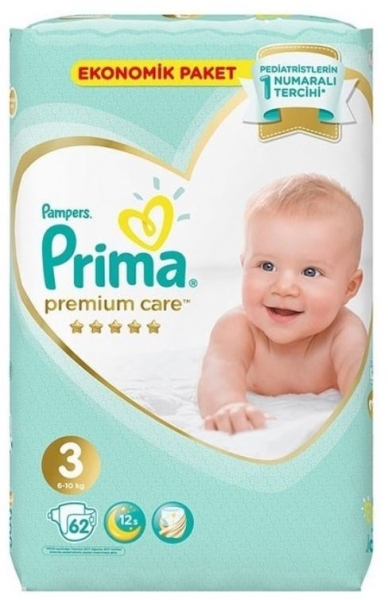 Prima Premium Care 3 Beden 62 Adet Bebek Bezi