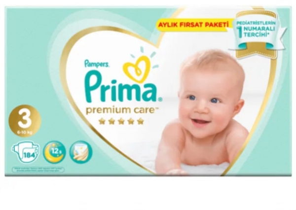 Prima Premium Care 3 Beden 184 Adet Bebek Bezi