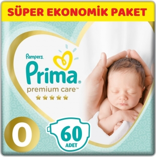 Prima Premium Care 0 Beden 60 Adet Bebek Bezi