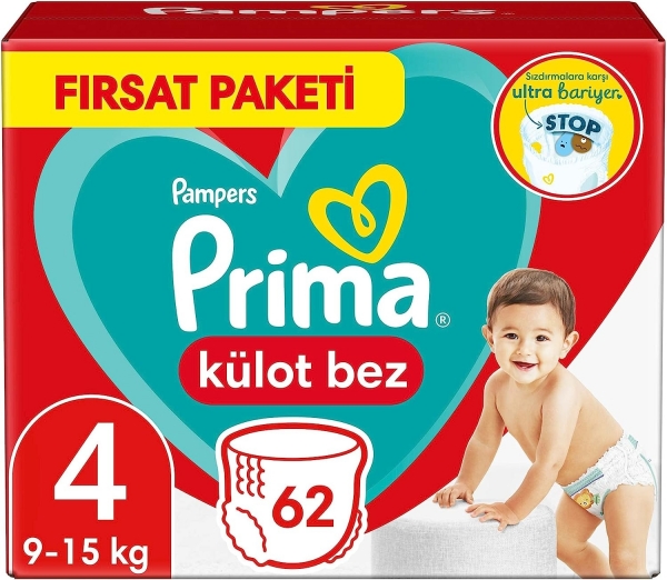 Prima Külot Bez 4 Beden 62 Adet Bebek Bezi