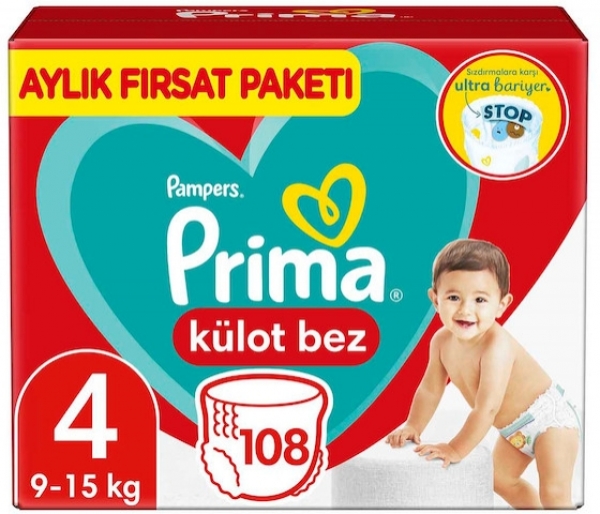 Prima Külot Bez 4 Beden 108 Adet Bebek Bezi
