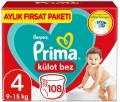 Prima Külot Bez 4 Beden 108 Adet Bebek Bezi