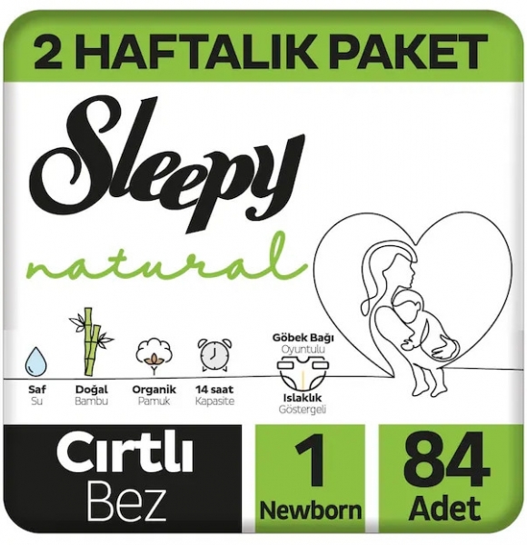 Sleepy Natural 1 Beden 84 Adet Bebek Bezi
