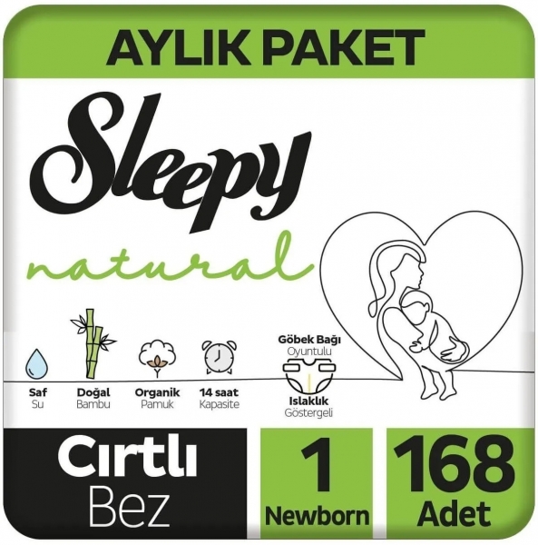 Sleepy Natural 1 Beden 168 Adet Bebek Bezi