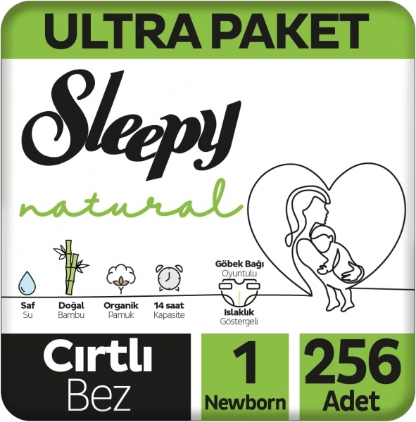 Sleepy Natural 1 Beden 256 Adet Bebek Bezi