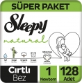 Sleepy Natural 1 Beden 128 Adet Bebek Bezi