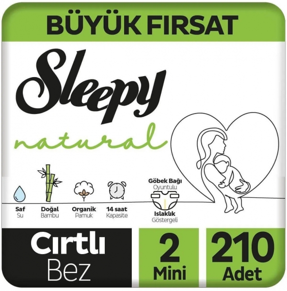 Sleepy Natural 2 Beden 210 Adet Bebek Bezi