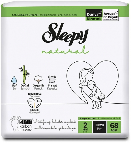 Sleepy Natural 2 Beden 68 Adet Bebek Bezi